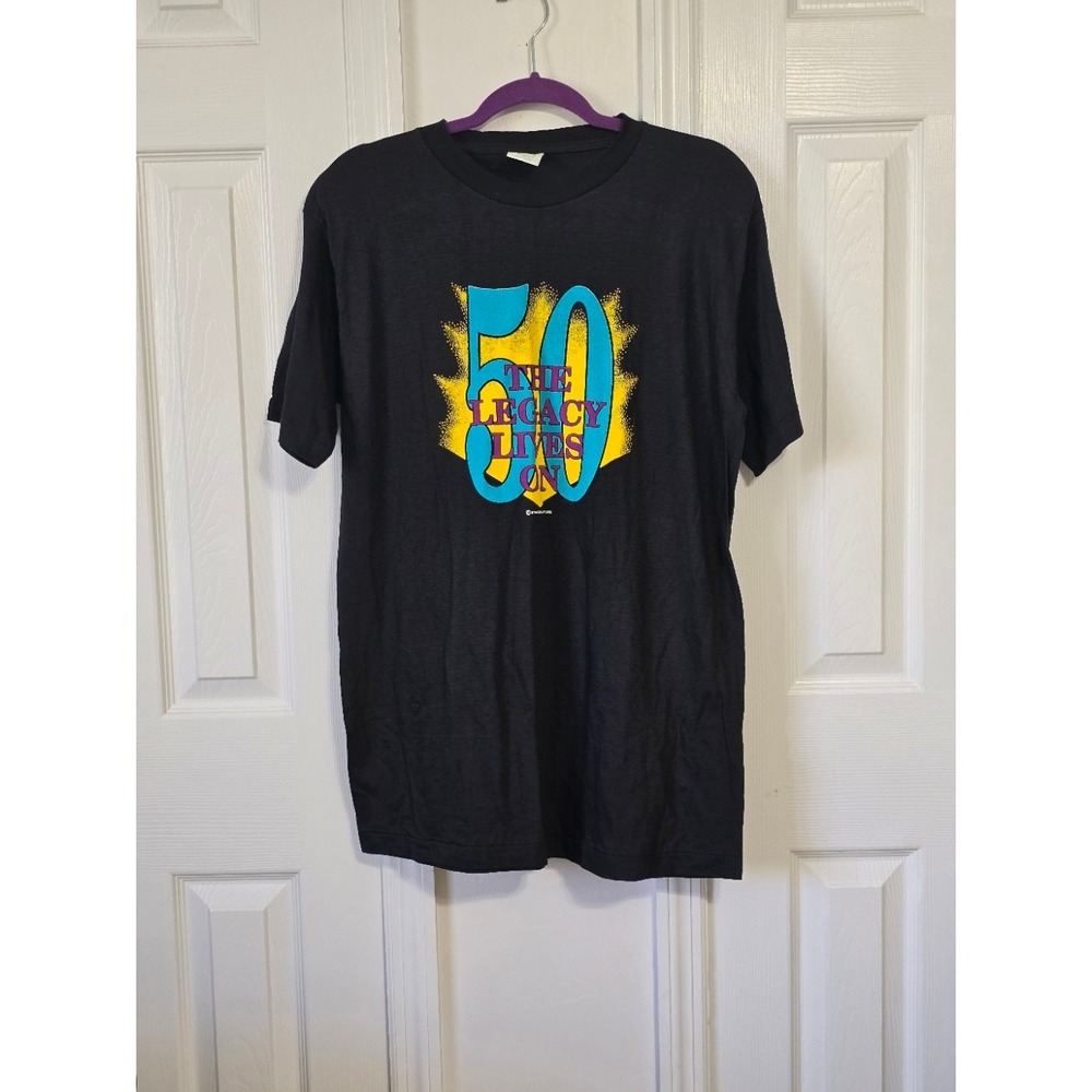 Vintage 50 The Legacy‎ Lives On Graphic T Shirt Large Black Cotton
